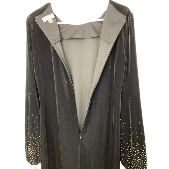Calvin Klein Black Velvet Dress With Embellished Pouf Sleeves Holiday Size 8 NWT - Picture 5 of 12